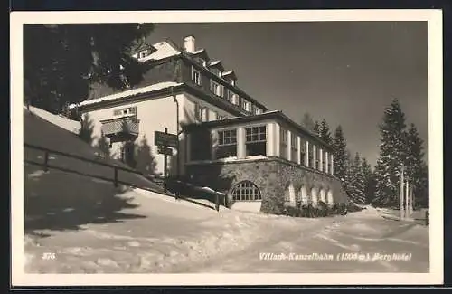 AK Villach, Kanzelbahn, Hotel Kanzelhöhe Hans Fritz im Winter