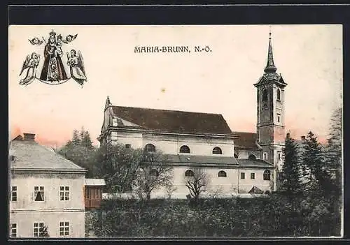 AK Maria-Brunn /N. Ö., Kirche, Maria mit Kind u. Engeln