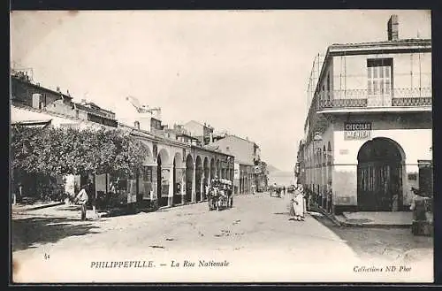 AK Philippeville, La Rue Nationale