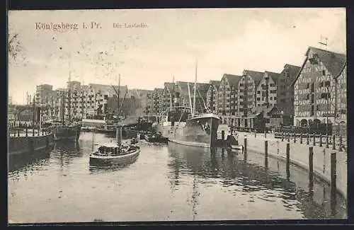 AK Königsberg i. Pr., Schiffe an der Lastadie