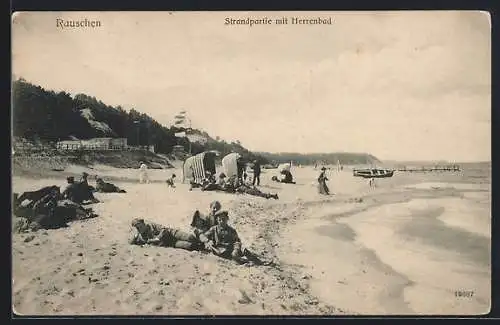 AK Rauschen, Strandpartie mit Herrenbad