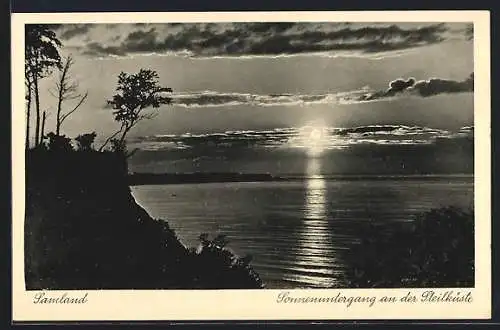 AK Samland, Sonnenuntergang an der Steilküste