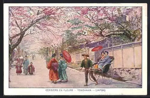 AK Yokohama, Cerisiers en Fleurs