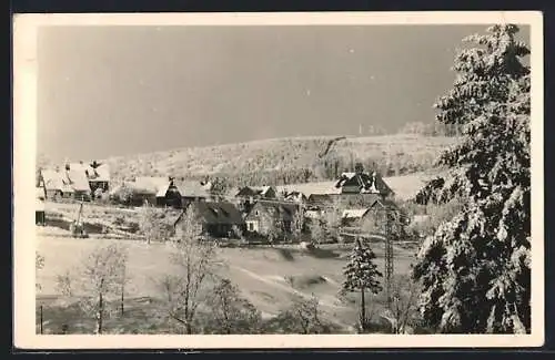 AK Schmiedefeld a. Rstg., Ortsansicht im Winter