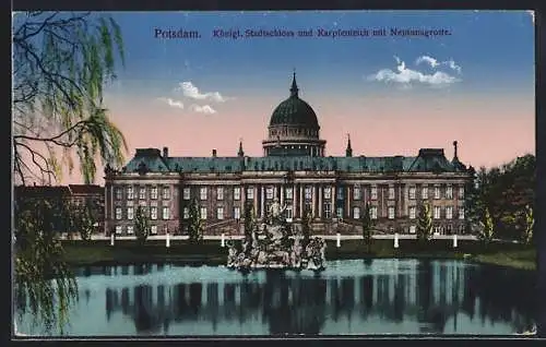 AK Potsdam, Blick auf kgl. Stadtschloss mit Kapfenteich u. Neptunsgrotte
