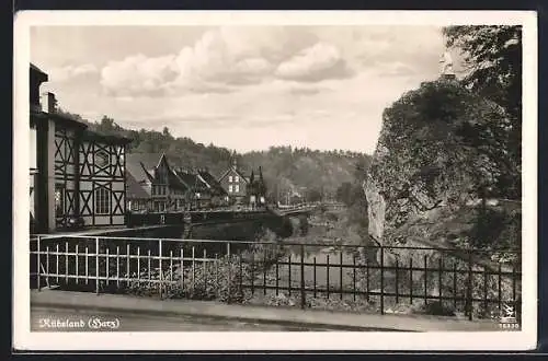 AK Rübeland /Harz, Ortspartie von der Brücke aus