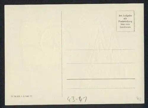 AK Leipzig, Leipziger Frühjahrsmesse 1973, Buchstaben-Skulptur Messelogo, Briefmarken