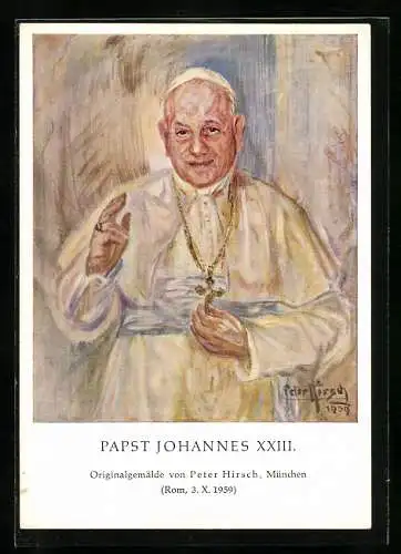 Künstler-AK Papst Johannes XXIII. lächelt in die Kamera