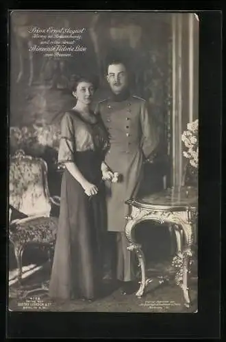 AK Prinz Ernst August, Herzog zu Braunschweig, und seine Braut Prinzessin Victoria Luise von Preussen