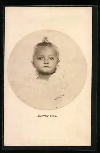 AK Erzherzog Felix von Österreich als Kleinkind mit kleiner Haartolle