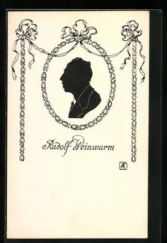 AK Rudolf Weinwurm, Silhouette von der Seite, österreichisches Komponist