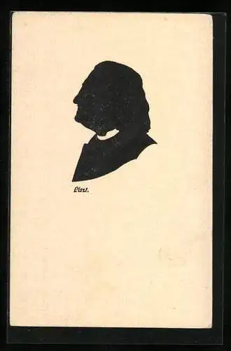 AK Liszt, Seitenportrait, Schattenbild