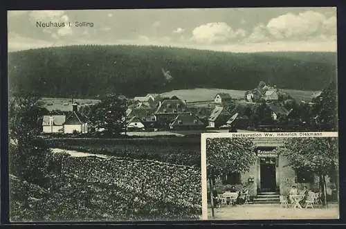 AK Neuhaus /Solling, Gasthaus Restauration Ww. H. Diekmann, Gesamtansicht mit Umgebung