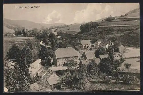 AK Linse /Weser, Ortsansicht aus der Vogelschau