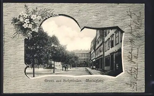 Passepartout-AK Holzminden, Partie am Marktplatz