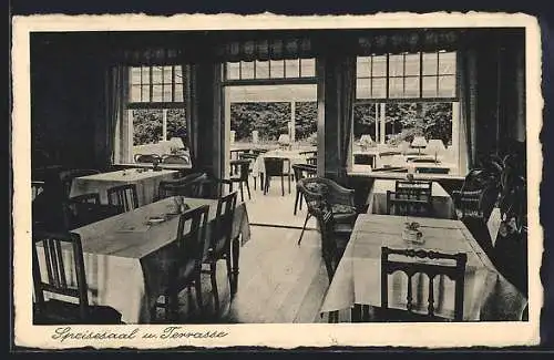 AK Timmendorferstrand, Hotel und Pension Lüders, Speisesaal und Terrasse