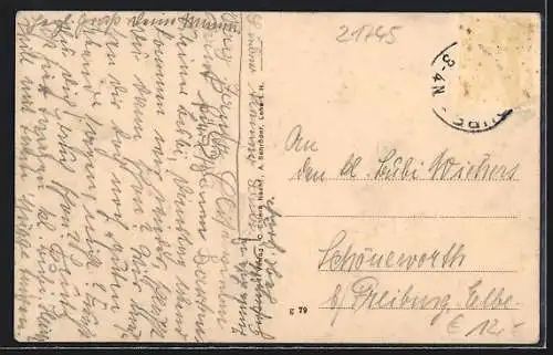 AK Dobrock, Forsthaus Dobrock, Frontansicht, mit Familie