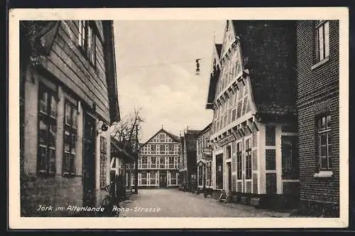 AK Jork im Altenlande, Hohe-Strasse mit Geschäften