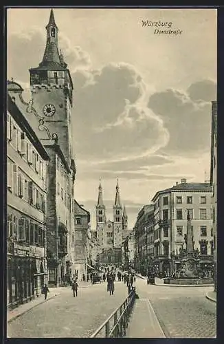 AK Würzburg, Brunnen in der Domstrasse