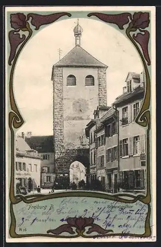 Grusskarten-AK Freiburg / Breisgau, Partie am Schwabentor