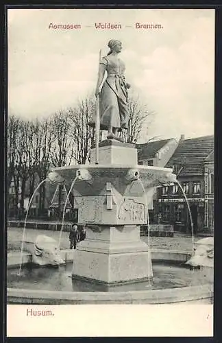 AK Husum / Nordsee, Asmussen-Woldsen-Brunnen