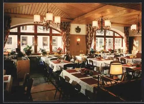 AK München, Hotel Drei Rosen, Am Rindermarkt 5, Gastraum