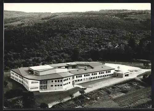 AK Engelberg / Schorndorf, Waldorfschule Engelberg vom Flugzeug aus, Baustein-Karte