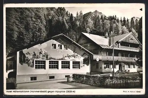 AK Hammersbach / Höllental, Hotel Höllentalklamm gegen Alpspitze