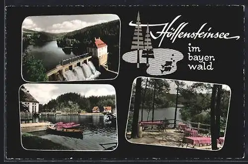 AK Viechtach, Höllensteinsee im bayer. Wald, Cafe, Kraftwerk, Uferpartie