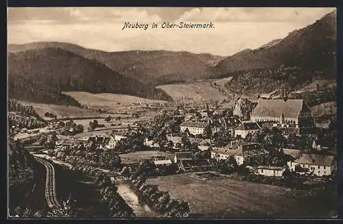 AK Neuberg a. d. Mürz, Ortsansicht vom Berg aus gesehen