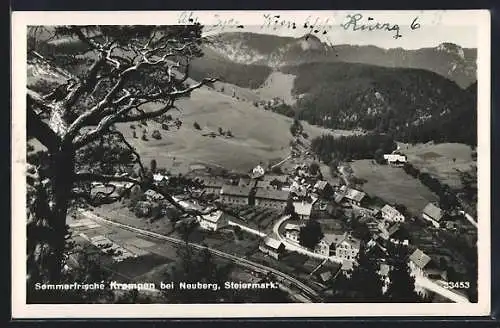 AK Krempen b. Neuberg, Blick auf den Ort und Umgebung, Berge