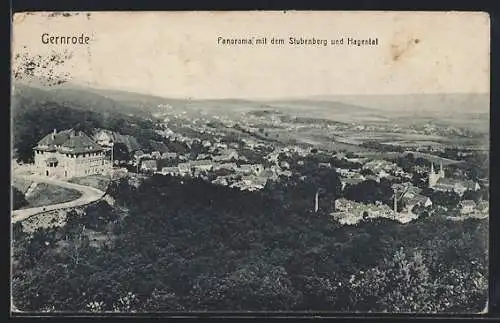 AK Gernrode / Harz, Panorama, mit Stubenberg und Hagental