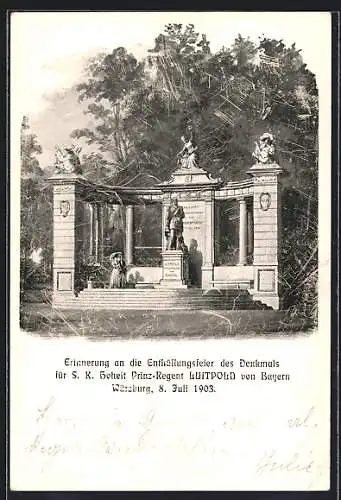 AK Würzburg, Enthüllungsfeier des Denkmals Prinz-Regent Luiotpold, 8. Juli 1903