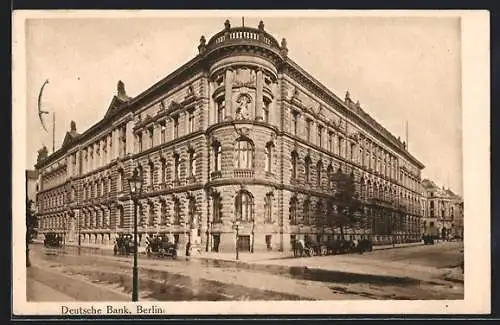 AK Berlin, Deutsche Bank, Behrenstrasse Ecke Kanonierstrasse