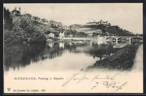 AK Würzburg, Mainpartie, Panoramablick zur Festung