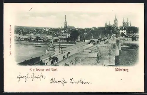 AK Würzburg, Alte Brücke und Stadt