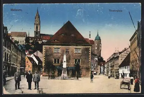 AK Meissen / Sa, Theaterplatz, mit Soldaten