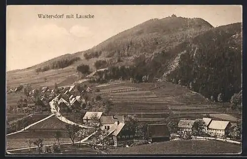 AK Waltersdorf / Lausche, Ortsansicht mit Lausche