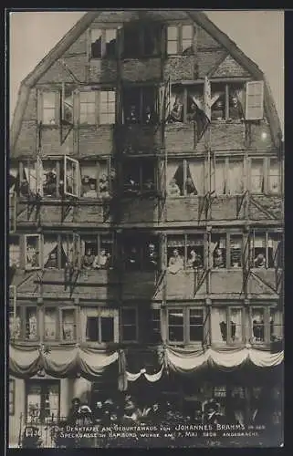 AK Hamburg, Geburtshaus Johannes Brahms, Speckgasse, Gedenktafel 1906