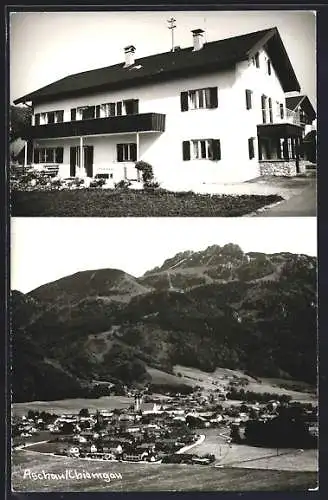 AK Aschau /Chiemgau, Haus im Sonnenschein, Ortsansicht aus der Vogelschau