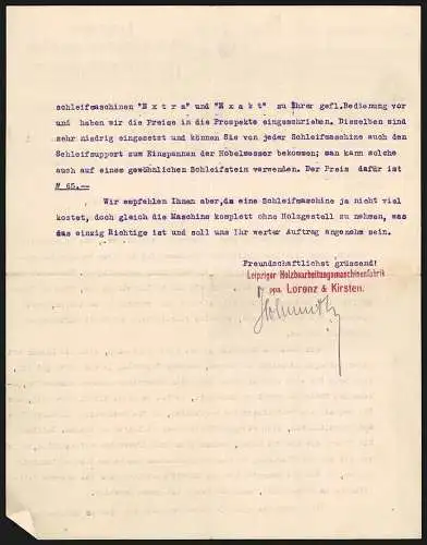 Rechnung Böhlitz-Ehrenberg b. Leipzig 1912, Lorenz & Kirsten, Holzbearbeitungsmaschinen-Fabrik, Das Werk mit Lagerplatz