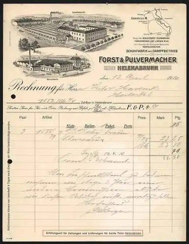 Rechnung Helenabrunn 1920, Forst & Pulvermacher, Schuhfabrik, Ansicht der Schuh- und der Schäftefabrik