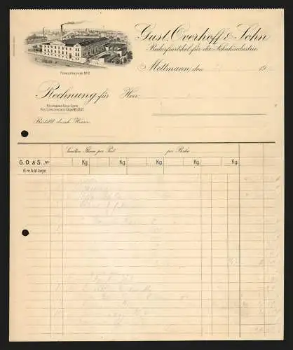 Rechnung Mettmann 1911, Gust. Overhoff & Sohn, Bedarfsartikel für die Schuhindustrie, Blick auf das Fabrikgelände