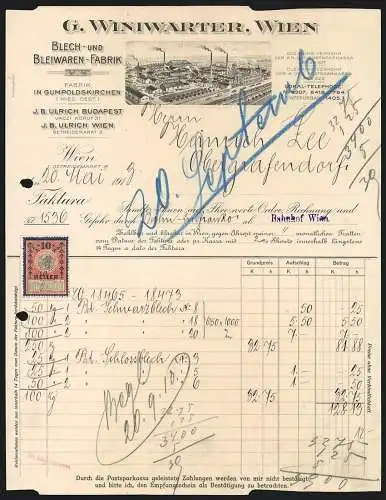 Rechnung Wien 1913, G. Winiwarter, Blech- und Bleiwaren-Fabrik, Gesamtansicht der Betriebsanlage