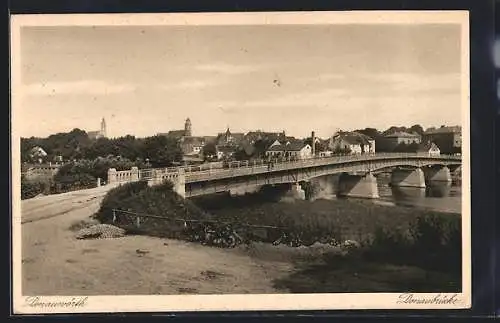 AK Donauwörth, Flusspartie mit Donaubrücke