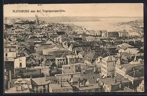 AK Flensburg, Ortsansicht aus der Vogelschau