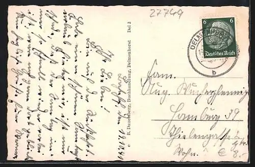 AK Delmenhorst, Blick auf Rathaus und Wasserturm