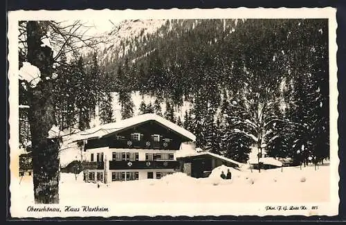 AK Oberschönau / Bayern, Haus Wartheim bei Schnee