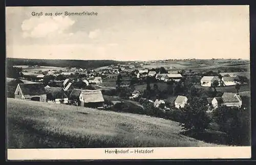 AK Hetzdorf / Niederschöna, Ortsansicht mit Umgebung