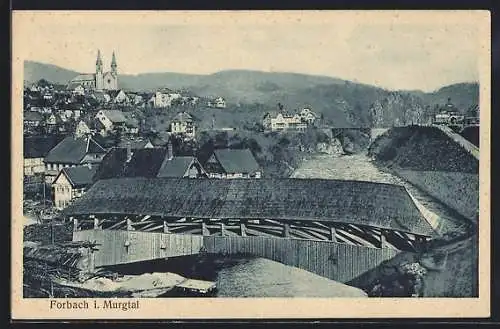 AK Forbach i. Murgtal, Flusspartie und Kirche